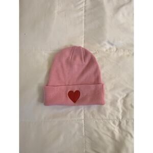 JOYLAB Stocking Knit Beanie Hat Women OS Pink Red Heart Cozy Cute Winter